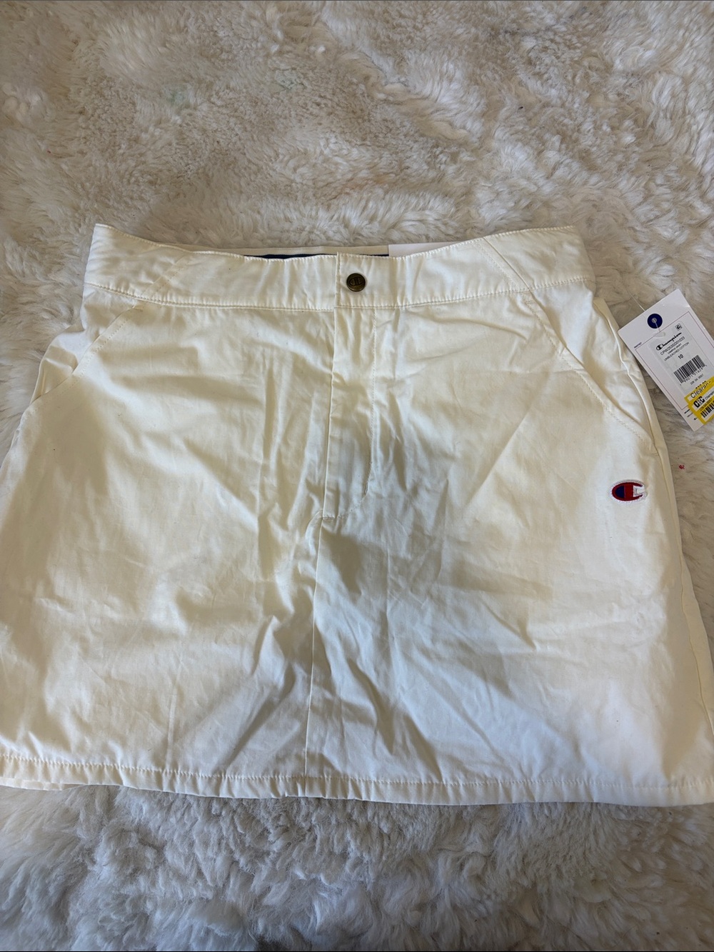 Champion White Flat Front Women's Skirt with Embroidered Logo